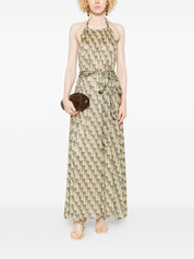 Siyu Dresses — Green Halterneck Dress with Tie Belt