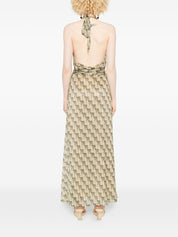 Siyu Dresses — Green Halterneck Dress with Tie Belt