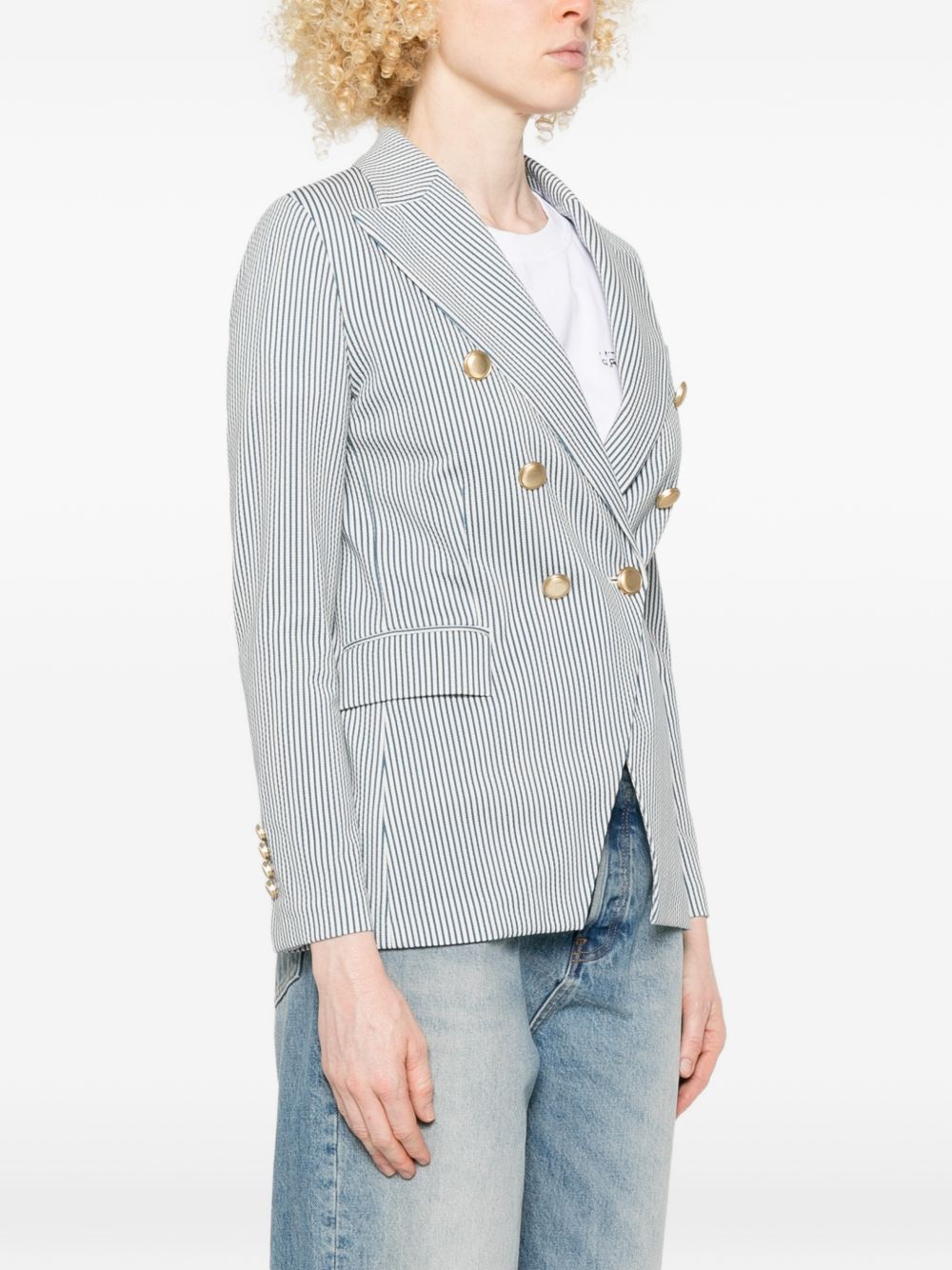 Circolo 1901 Jackets — Blue Striped Double-Breasted