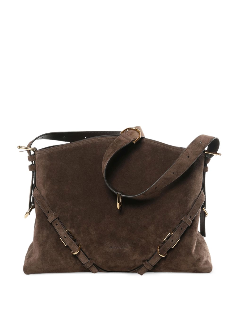 Givenchy Voyou Medium Suede Shoulder Bag — Brown