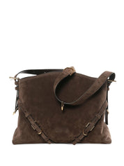 Givenchy Voyou Medium Suede Shoulder Bag — Brown