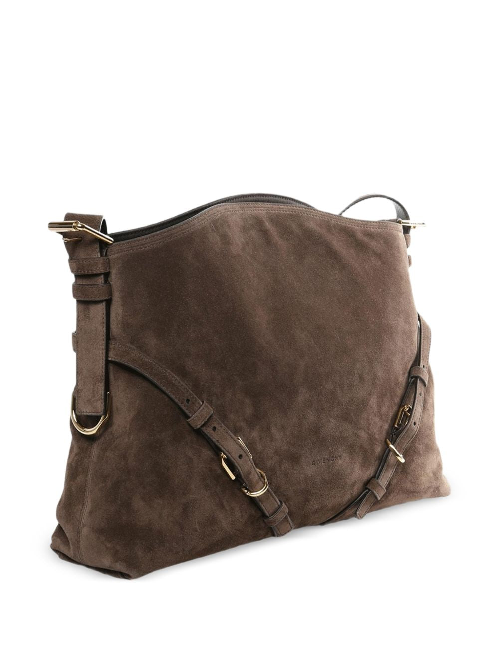 Givenchy Voyou Medium Suede Shoulder Bag — Brown