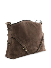 Givenchy Voyou Medium Suede Shoulder Bag — Brown