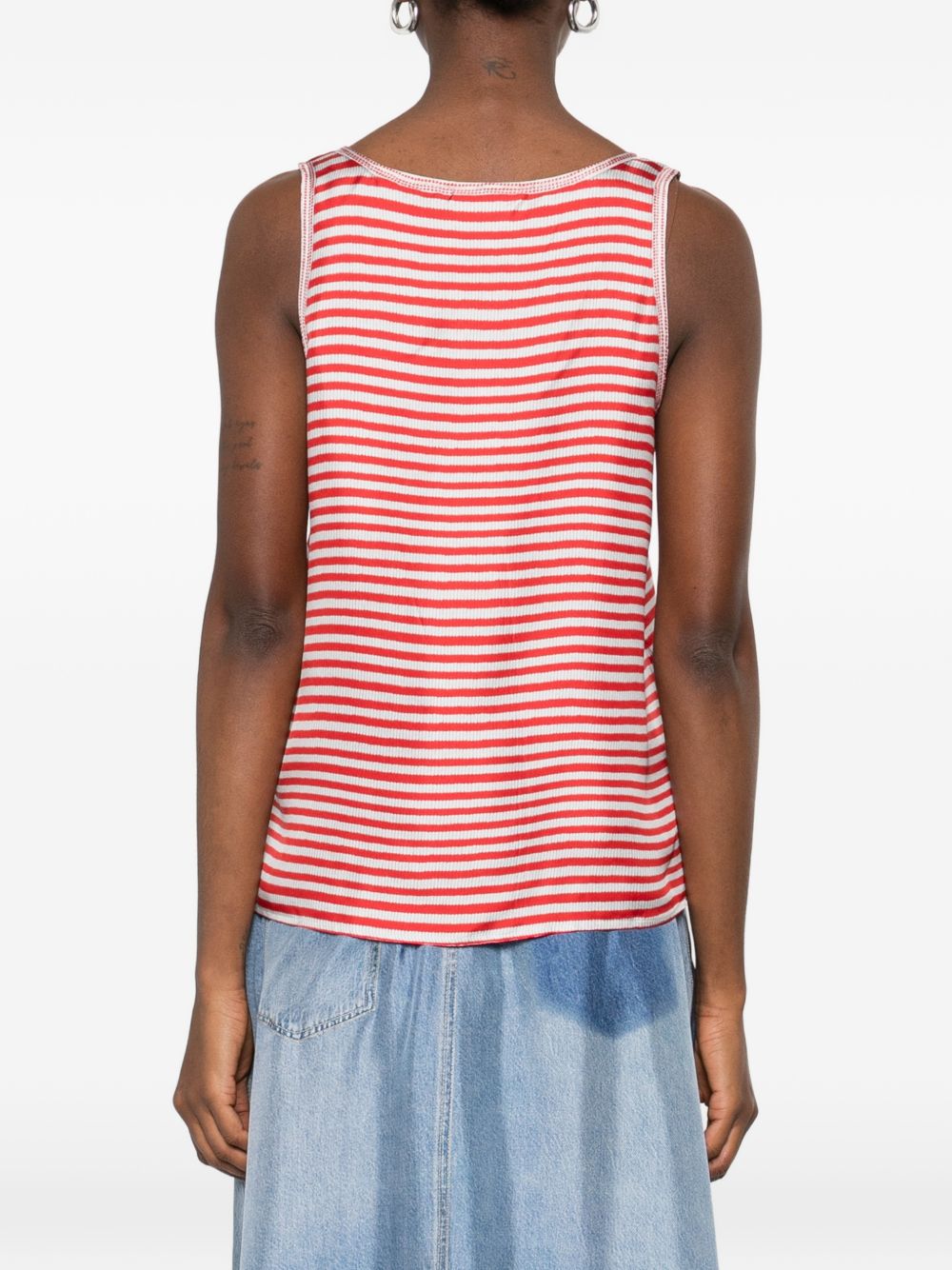 Pierre Louis Mascia Silk Striped Top — Red Ciano