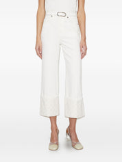 Tory Burch White Jeans — Straight Leg with Monogram Cuff