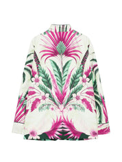 F.R.S . Printed Silk Jacket - Green Floral, Women