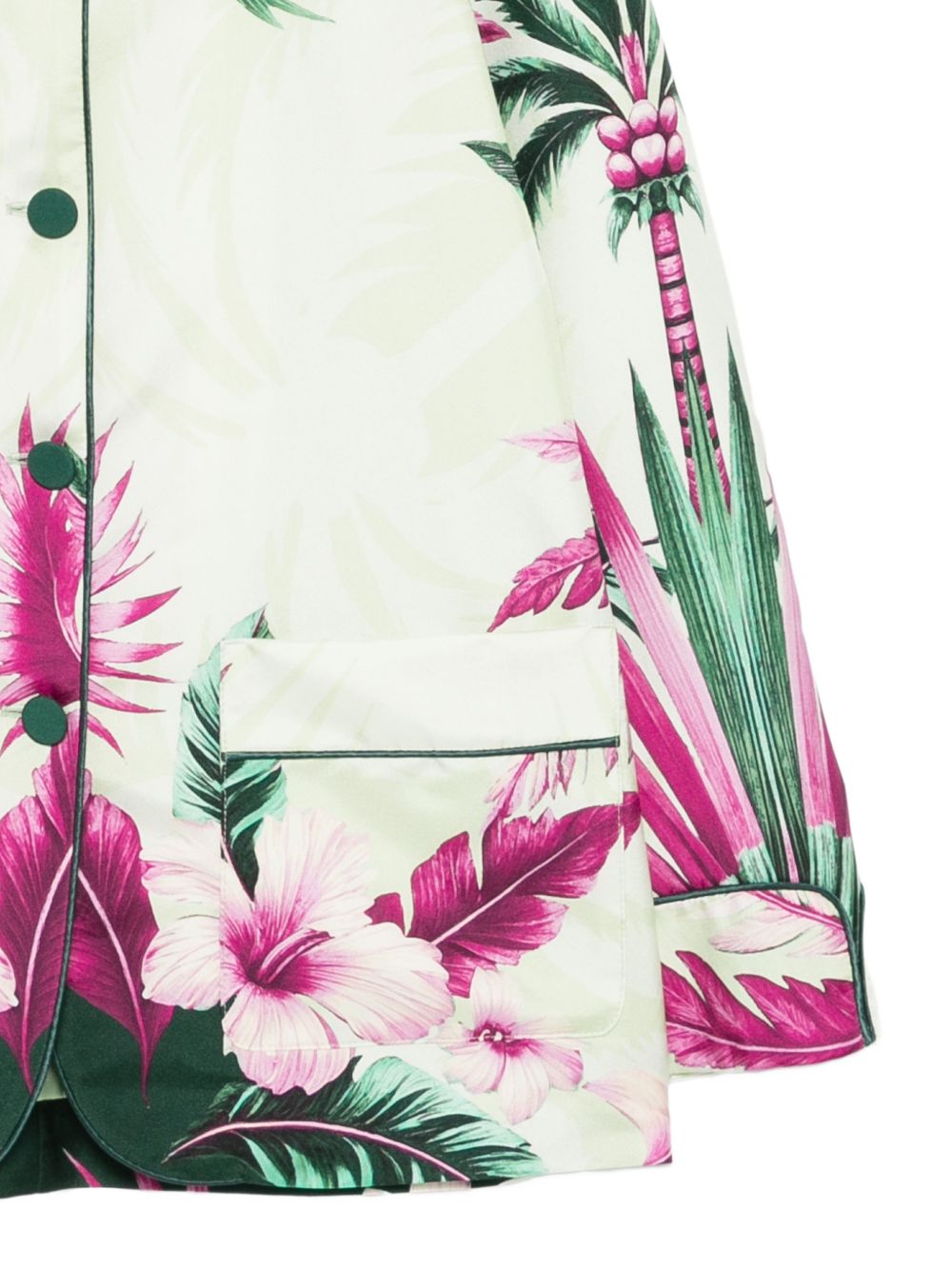 F.R.S . Printed Silk Jacket - Green Floral, Women