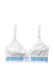 Versace Underwear Triangle Bralette — White Ribbed Knit