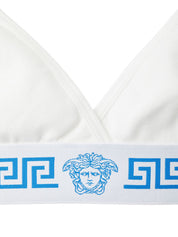 Versace Underwear Triangle Bralette — White Ribbed Knit