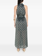 Siyu Dresses — V‑neck Blue Printed Long Dress