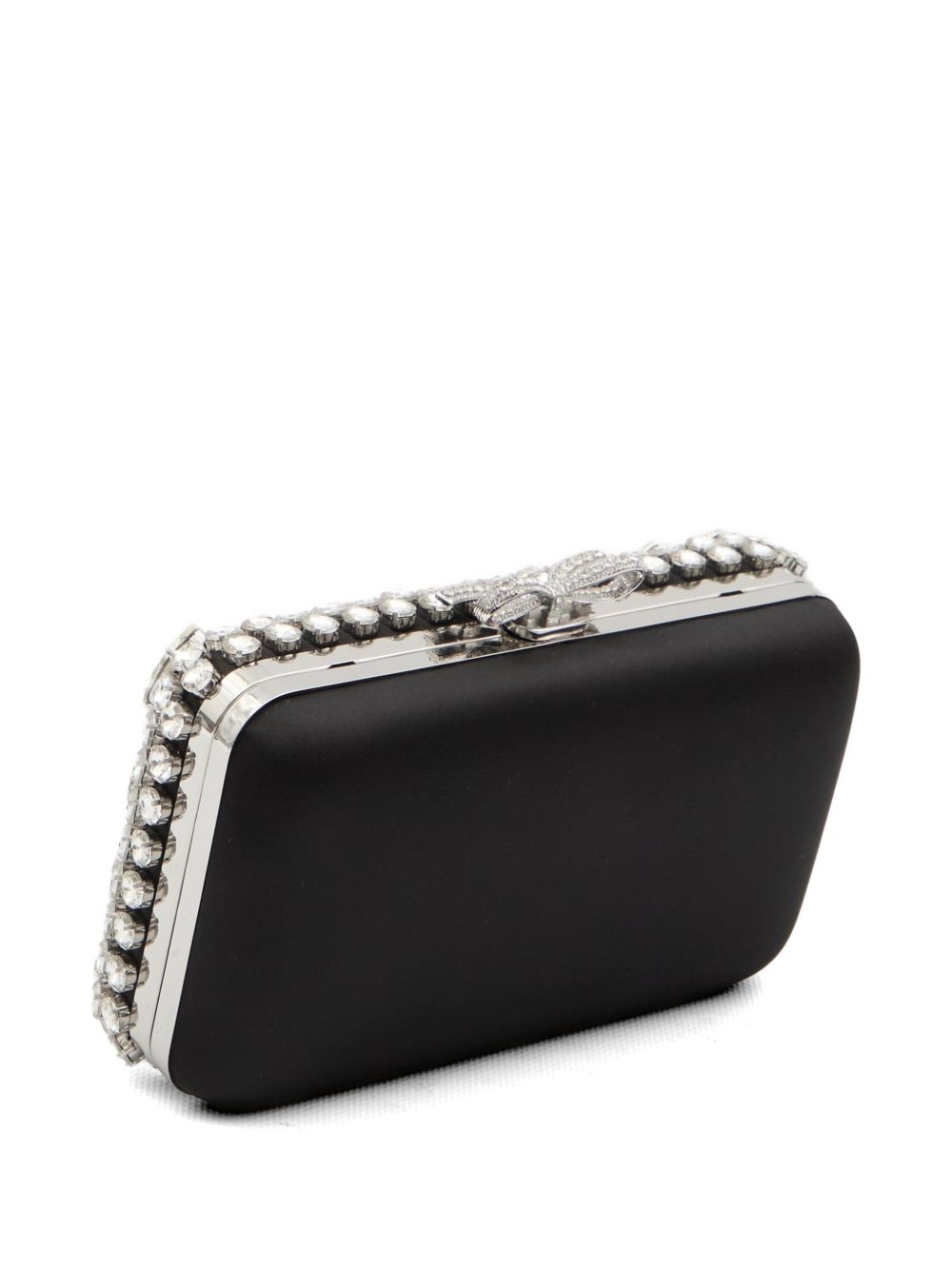 Self-Portrait Black Satin Crystal Clutch Bag — Clutches
