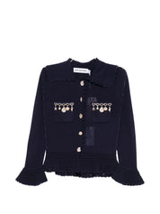 Self‑Portrait Sweaters — Blue Peplum Cardigan (Women)