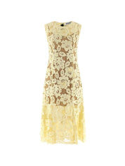 Self-Portrait Dresses — Yellow Lace Midi Dress