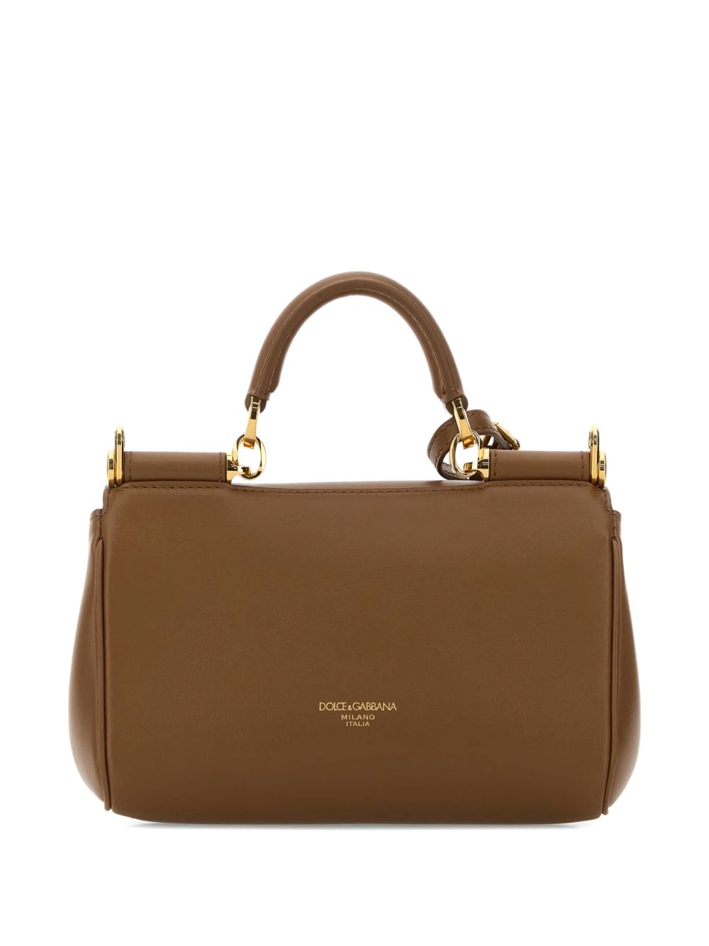 Dolce & Gabbana Brown Leather Handbag — Sicily Top‑Handle