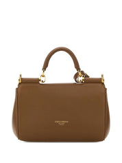 Dolce & Gabbana Brown Leather Handbag — Sicily Top‑Handle