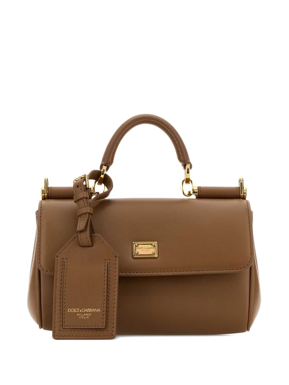 Dolce & Gabbana Brown Leather Handbag — Sicily Top‑Handle