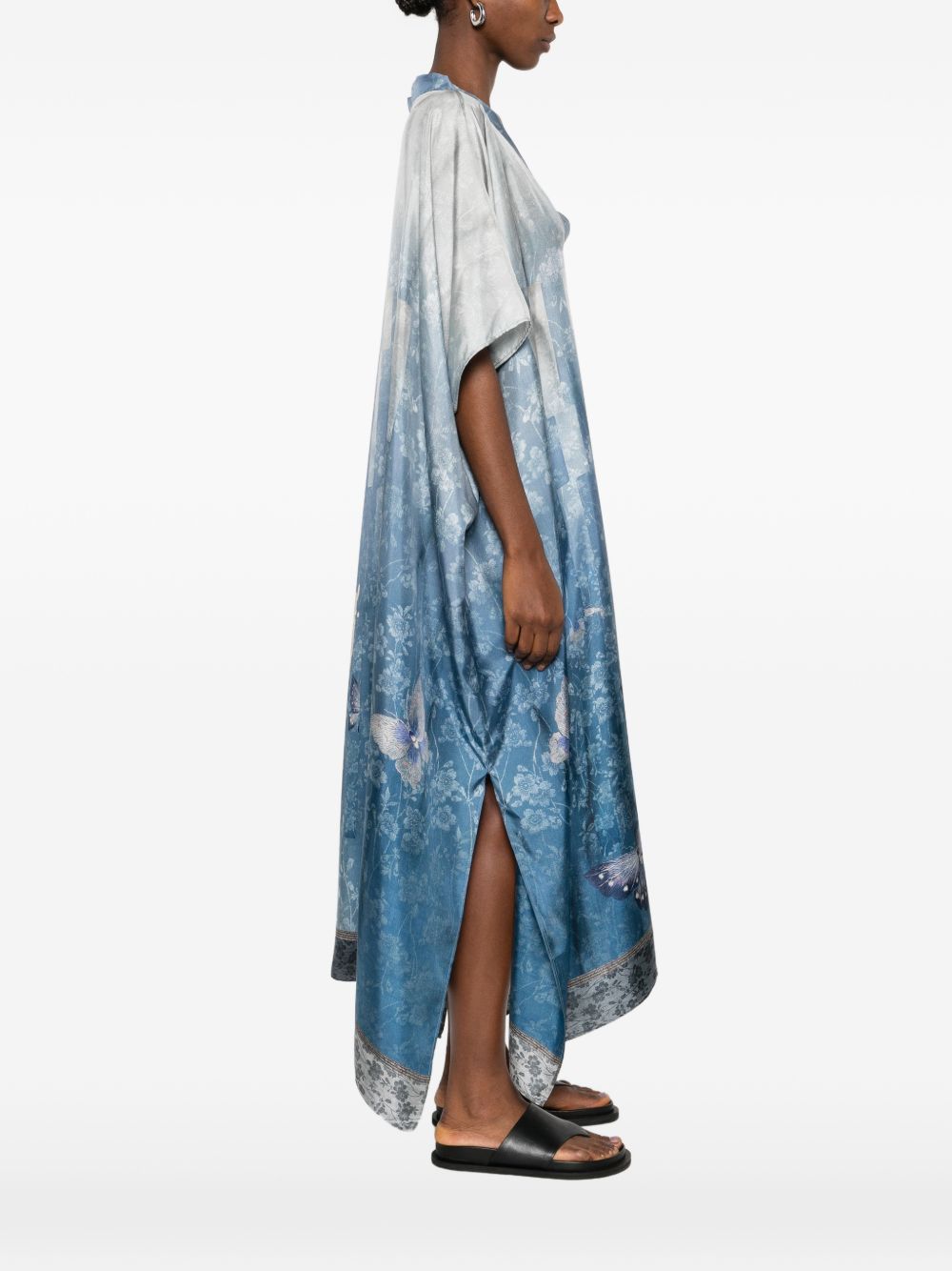 Pierre Louis Mascia Silk Kaftan — Printed V‑Neck Beachwear