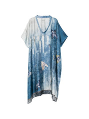 Pierre Louis Mascia Silk Kaftan — Printed V‑Neck Beachwear