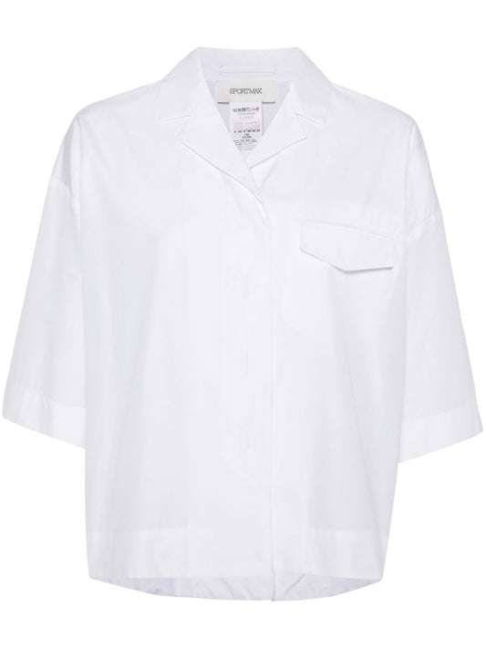 Sportmax White Shirts — Crystal-Embellished Cotton Poplin