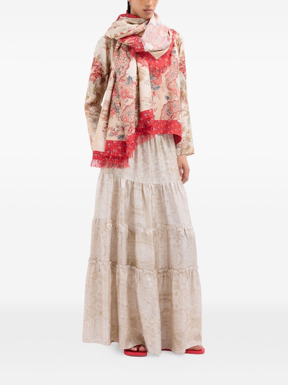Pierre Louis Mascia Silk Long Skirt - Beige Paisley