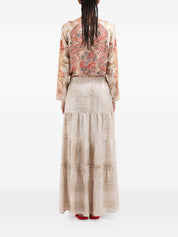 Pierre Louis Mascia Silk Long Skirt - Beige Paisley