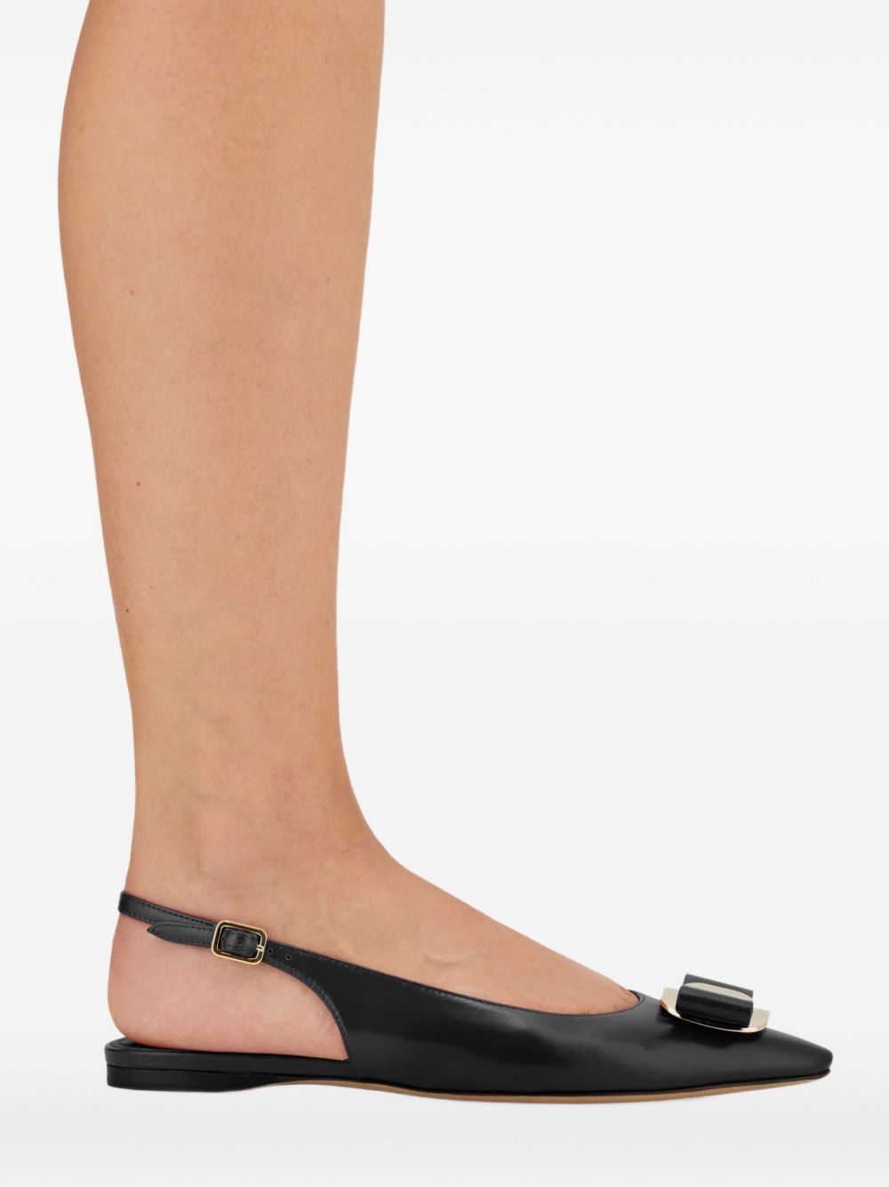 Ferragamo New Vara Plate Flat Slingback - Black Flats