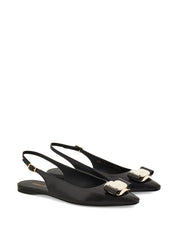 Ferragamo New Vara Plate Flat Slingback - Black Flats