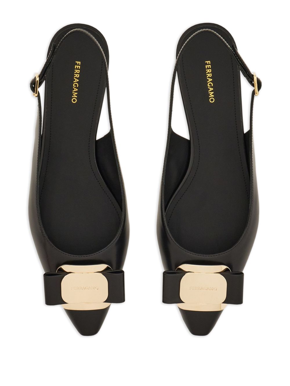 Ferragamo New Vara Plate Flat Slingback - Black Flats