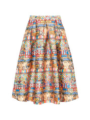 Alessandro Enriquez Skirts — Printed Midi Skirt, Multicolor