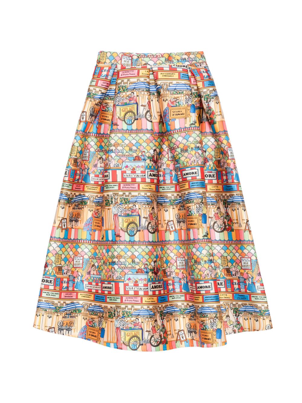 Alessandro Enriquez Skirts — Printed Midi Skirt, Multicolor