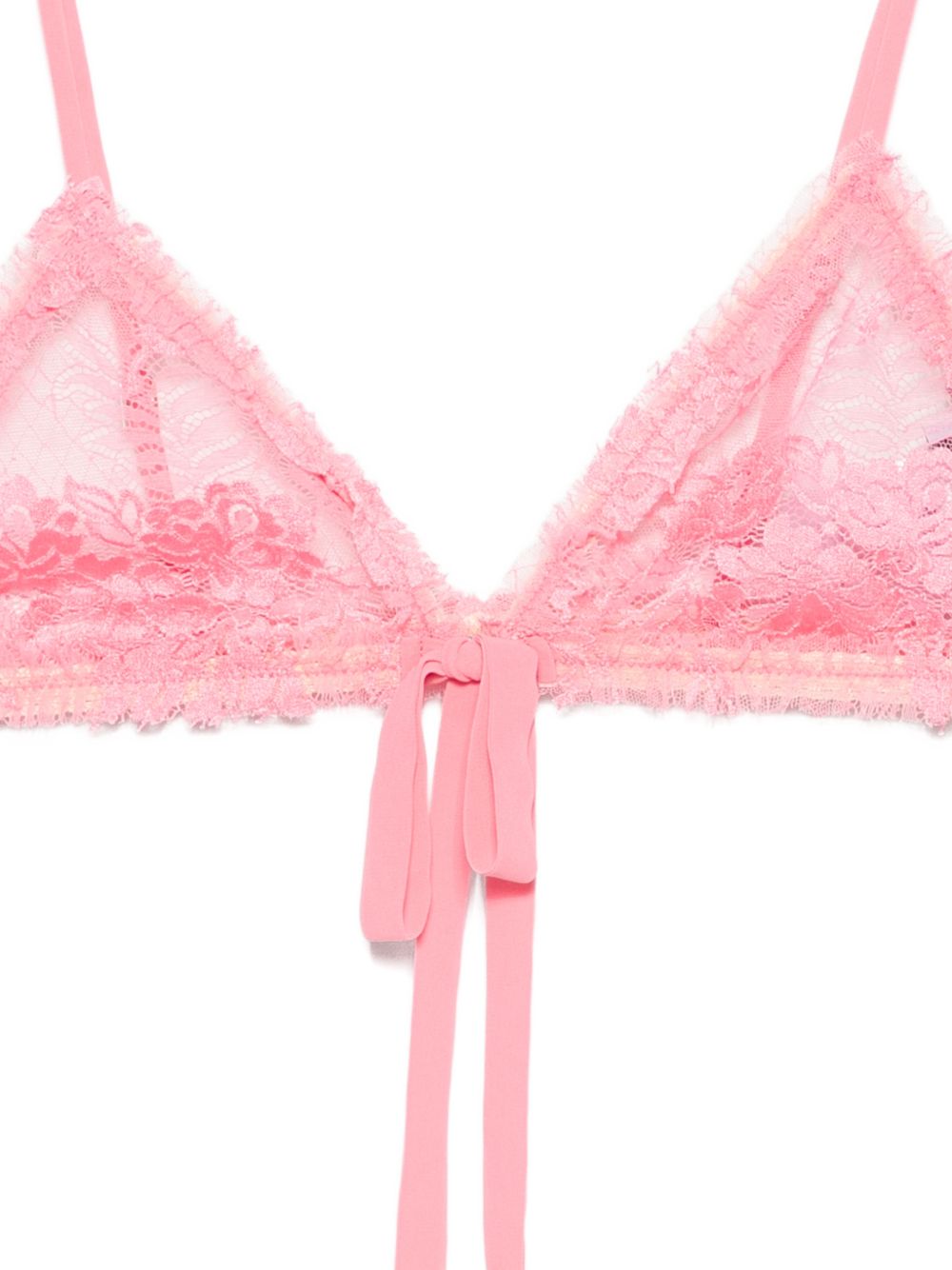 The Attico Lace Triangle Bra — Pink Beachwear & Underwear