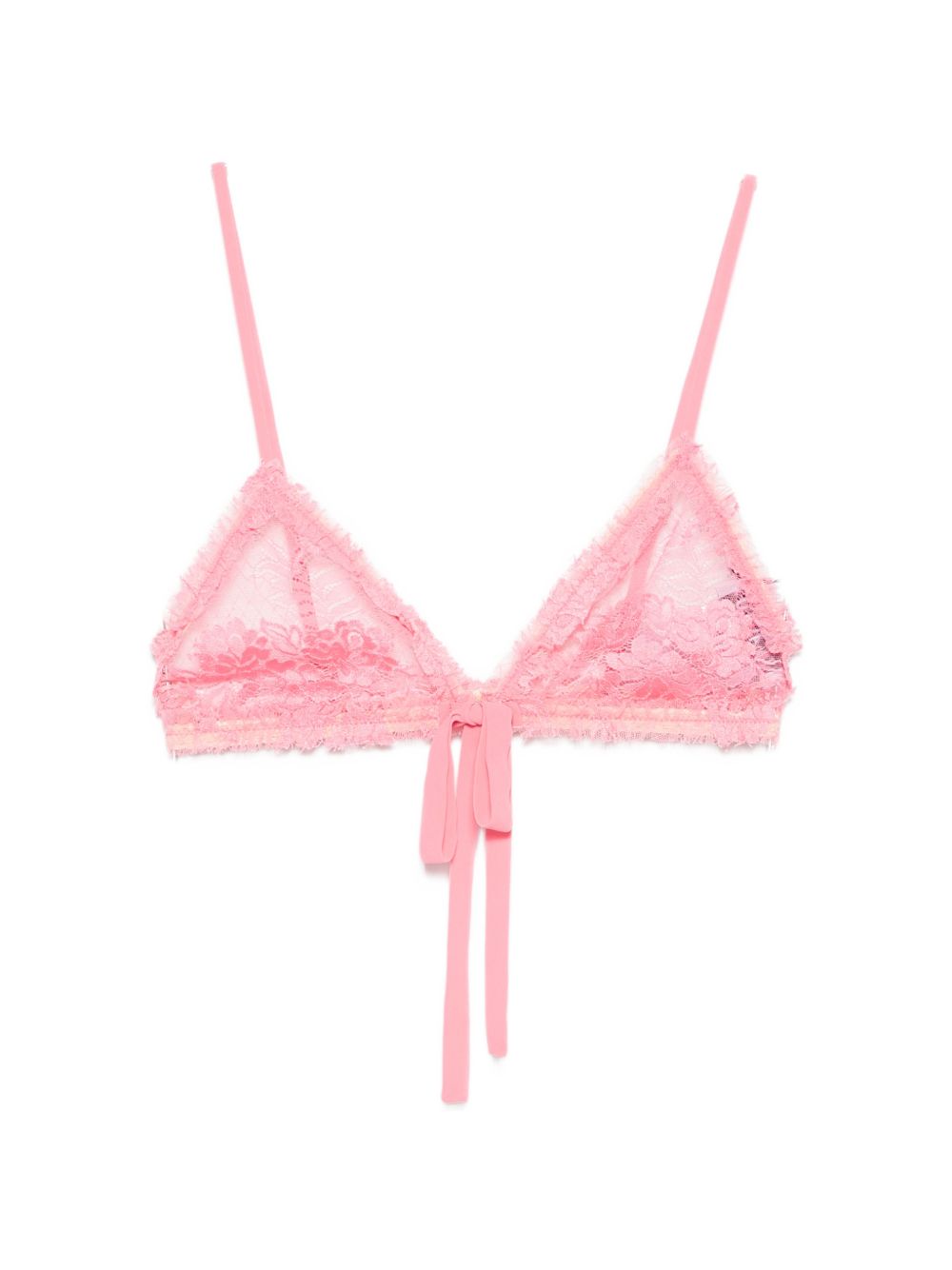 The Attico Lace Triangle Bra — Pink Beachwear & Underwear