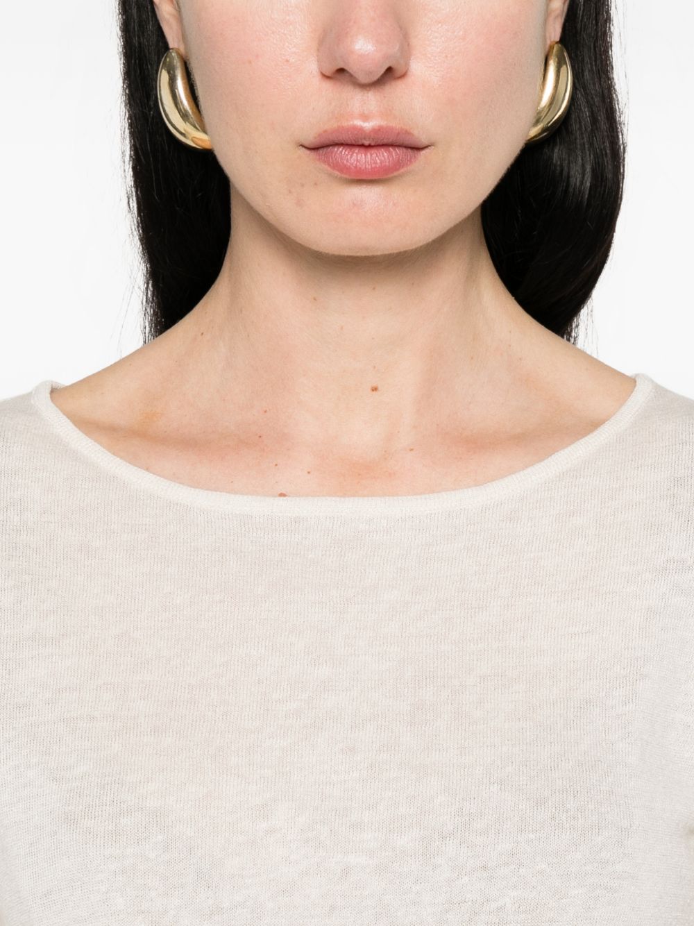 Base Linen & Cotton Blend Sweater — Beige Topwear