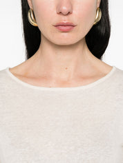 Base Linen & Cotton Blend Sweater — Beige Topwear
