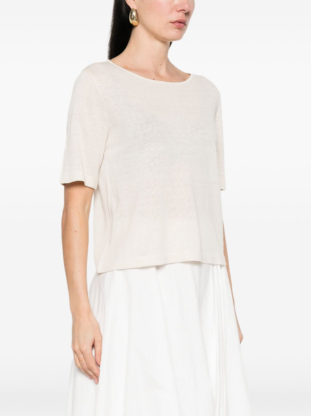 Base Linen & Cotton Blend Sweater — Beige Topwear
