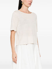 Base Linen & Cotton Blend Sweater — Beige Topwear