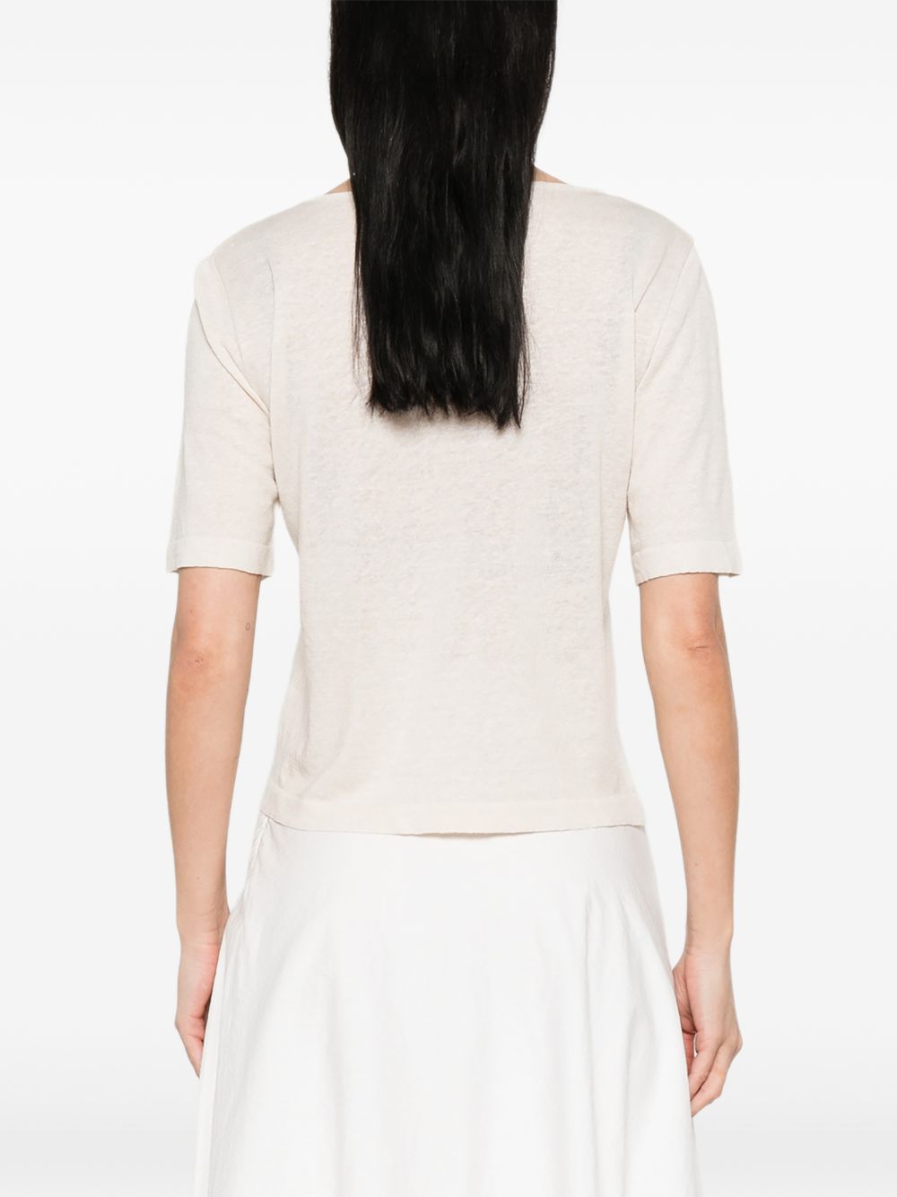 Base Linen & Cotton Blend Sweater — Beige Topwear