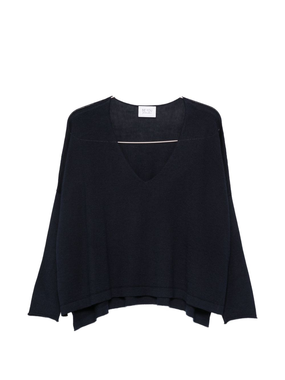 Beyou Cashmere & Silk V‑Neck Sweater — Blue, Luxury Fit