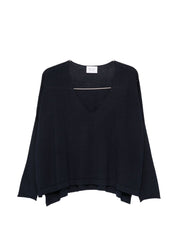 Beyou Cashmere & Silk V‑Neck Sweater — Blue, Luxury Fit