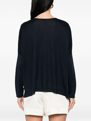 Beyou Cashmere & Silk V‑Neck Sweater — Blue, Luxury Fit