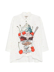 Alessandro Enriquez Shirts — White Printed Cotton Shirt