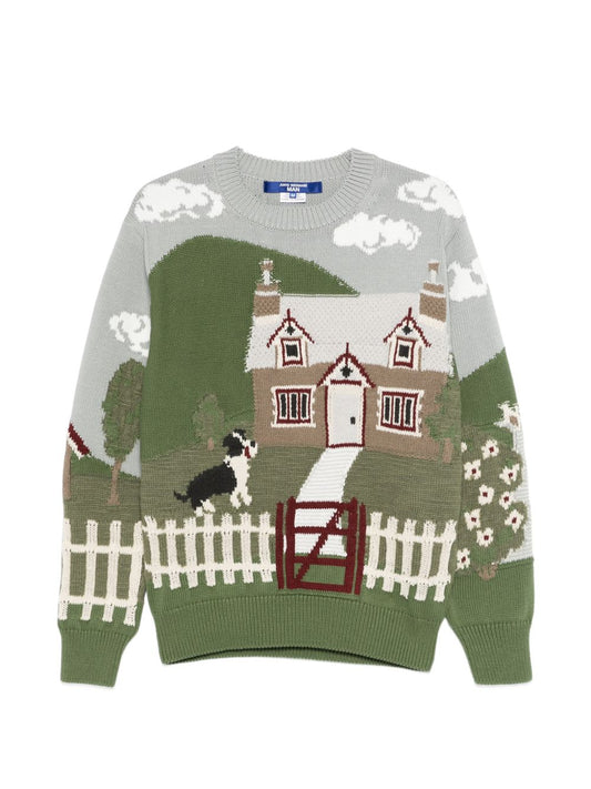 Junya Watanabe Sweaters — Men's Graphic Crewneck (Multicolor)