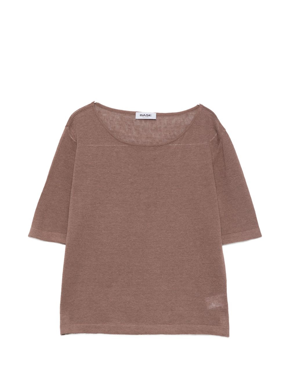 Base Linen & Cotton Blend Sweater — Brown Topwear
