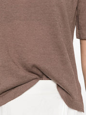 Base Linen & Cotton Blend Sweater — Brown Topwear