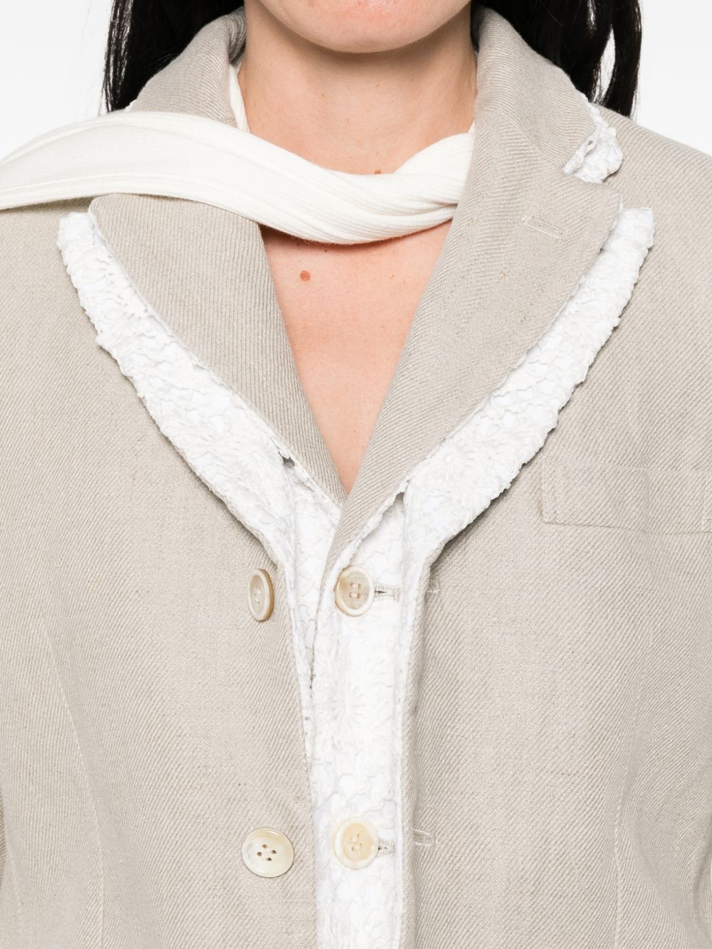 Comme Des Garcons Linen Single-Breasted Jacket — Beige