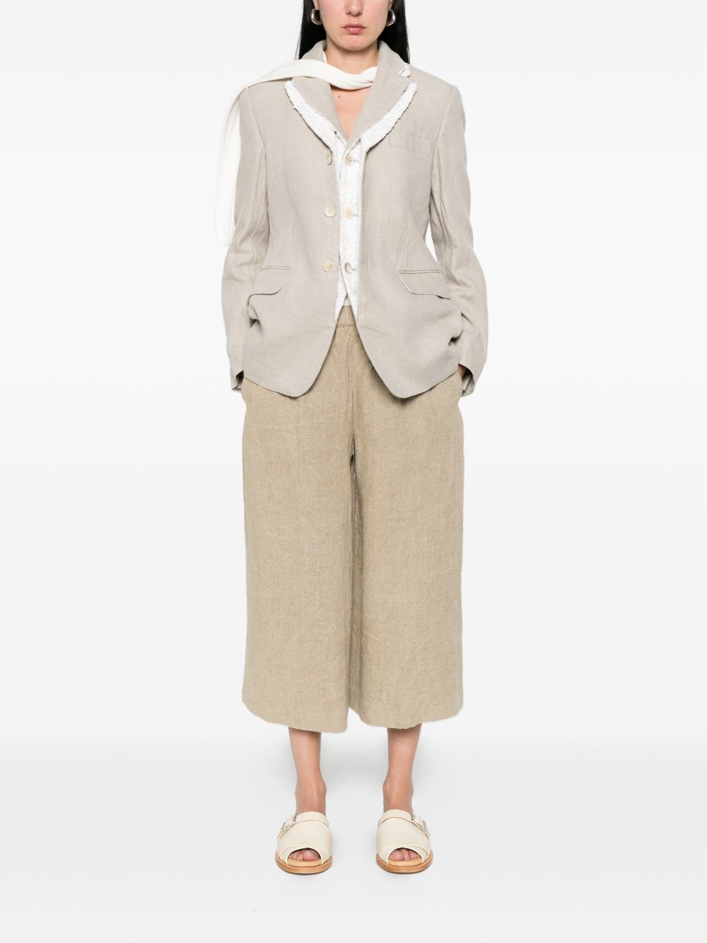 Comme Des Garcons Linen Single-Breasted Jacket — Beige