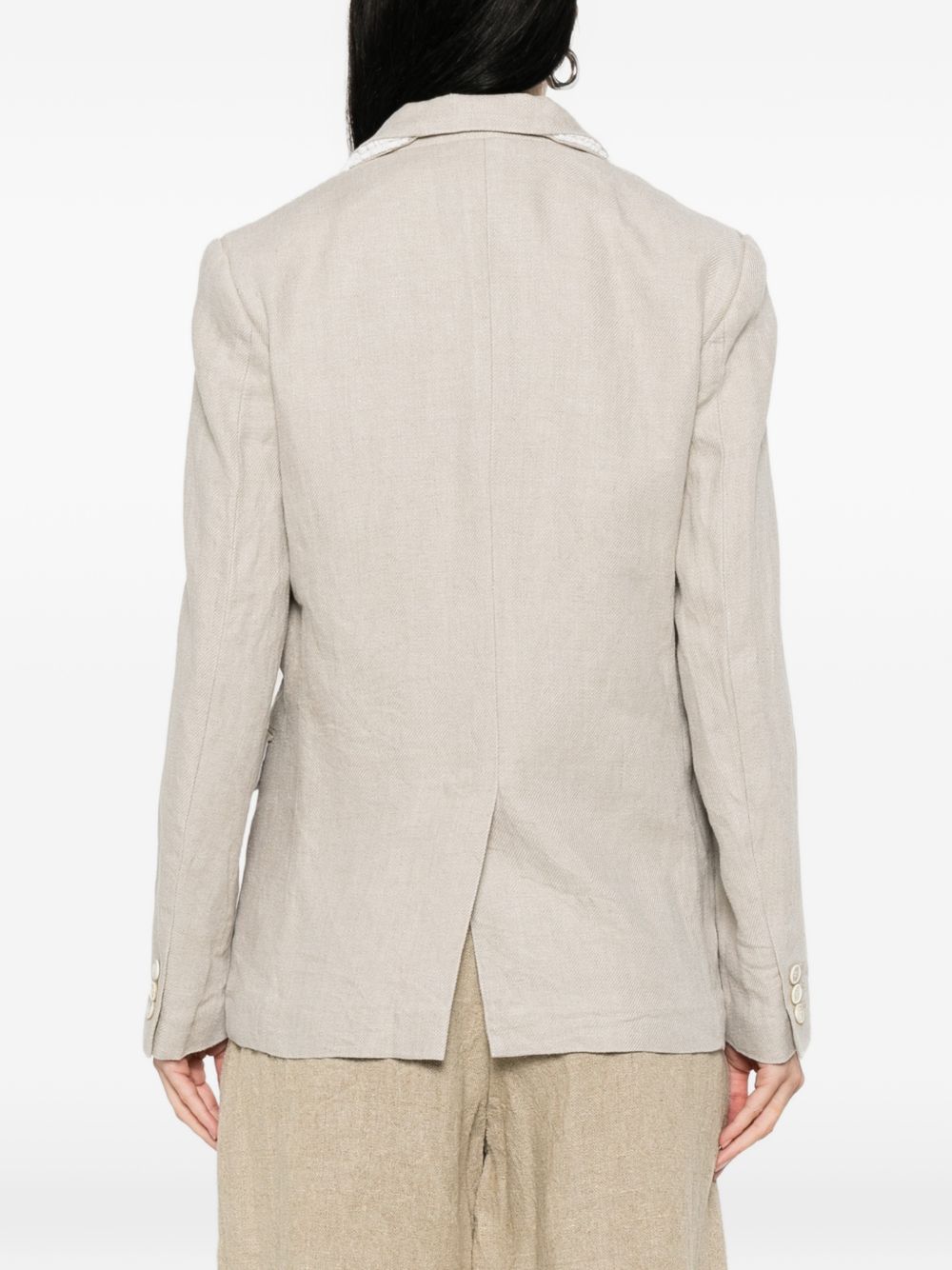 Comme Des Garcons Linen Single-Breasted Jacket — Beige