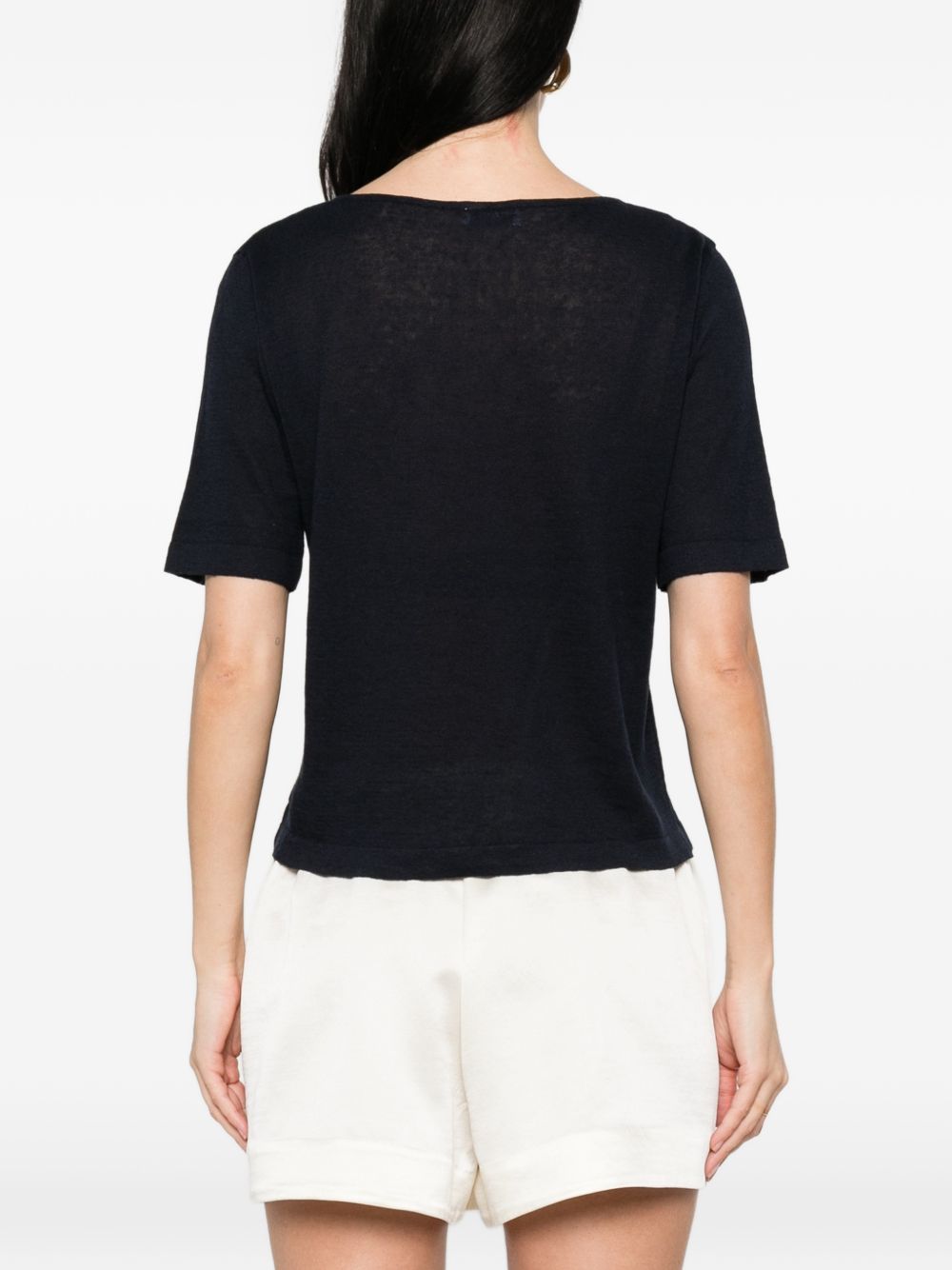 Base Linen & Cotton Sweater - Dark Blue Topwear