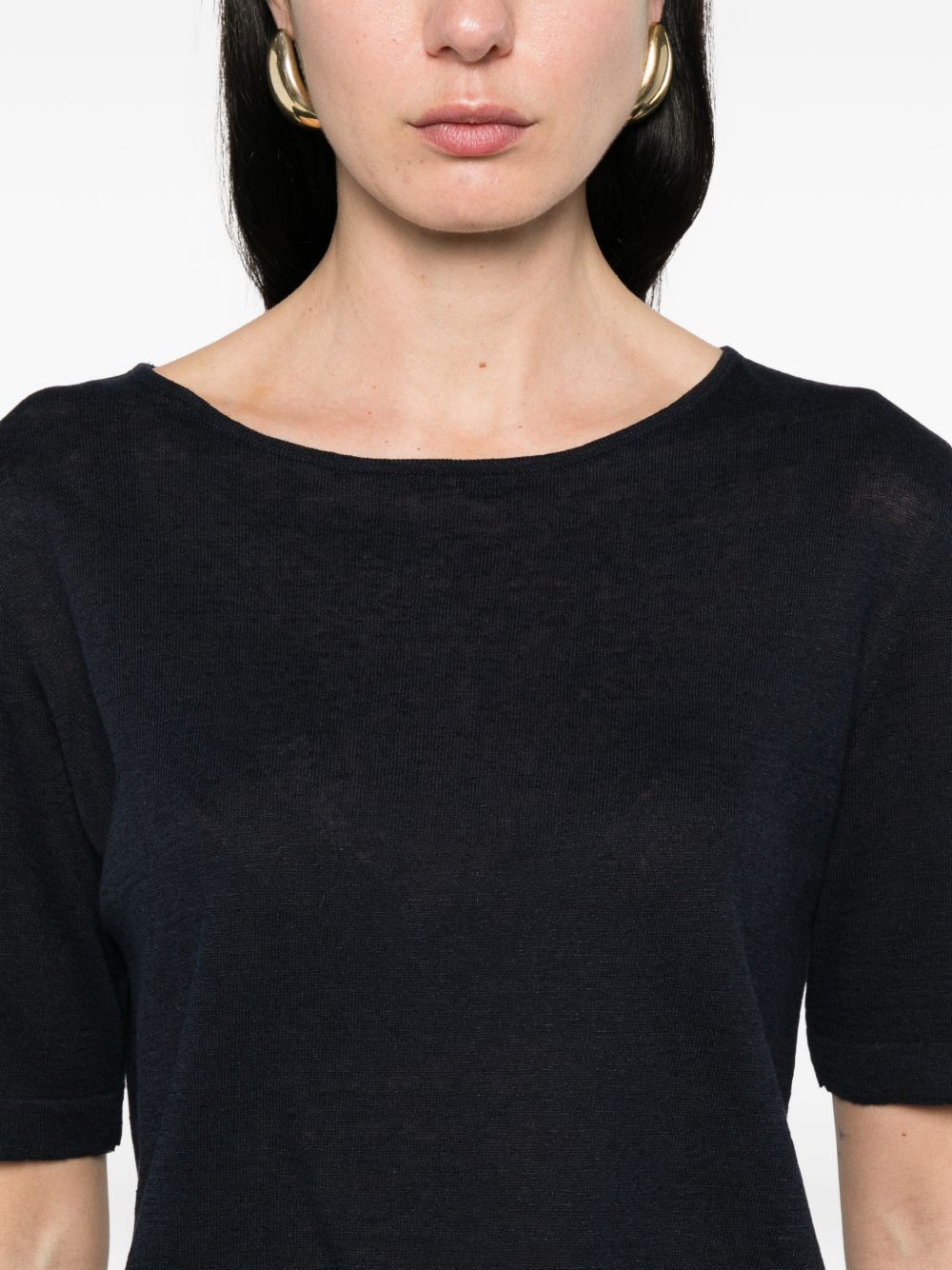 Base Linen & Cotton Sweater - Dark Blue Topwear