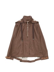 HERNO Hooded Blouson Jacket — Leather Brown Womens Jacket